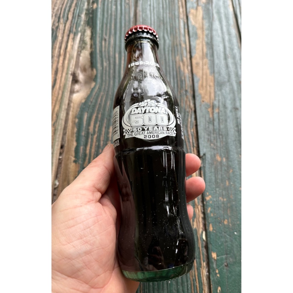 Coca-Cola 2008 Daytona 500 50th Anniversary 8oz Glass Bottle Unopened NASCAR